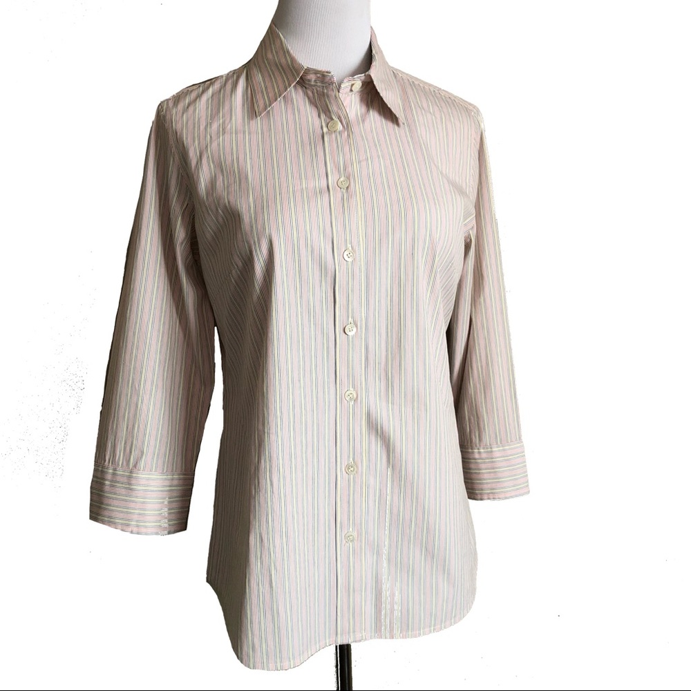 J. Crew Haberdashery Rainbow Pinstripe Button Down